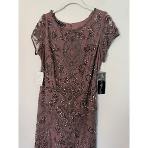 Pisarro Nights Embellished Mesh MIDI Gown Beaded Sz 10 Mauve NWT $268 thumbnail 10