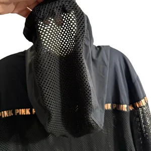 PINK Victorias Secret Zip Front Hooded Vented Jacket-Black/Gold-Polyester-SZ M/L thumbnail 8