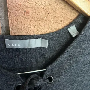 Vince Merino Wool Cashmere Blend Lace Up Sweater in Heather Graphite Gray Small thumbnail 3