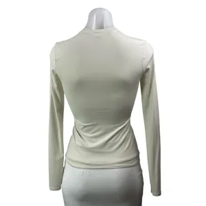 Lululemon Women's Beige Long Sleeve Mock Neck Slim Fitted T Shirt Tee Top XS thumbnail 3