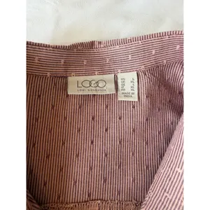 LOGO By Lori Goldstein Embroidered Scallop Hem Blouse Tunic Mauve Cotton‎ Sz Large thumbnail 2