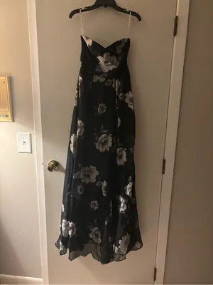 Lulus Regal Status Black Floral Print Strapless Maxi Dress thumbnail 3