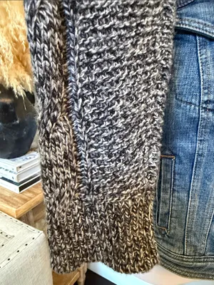 Anthropologie Pilcro and the Letterpress Denim Jacket Gray Knit Sweater Sleeves thumbnail 6