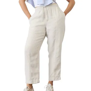 Athleta Retreat High Rise 100% Linen Ankle Pants Undyed Size XL Pull On Neutral thumbnail 3