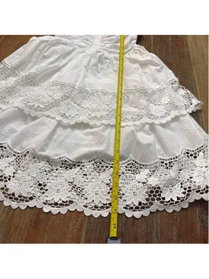 NWOT Steve Madden White Lace Halter Mini Dress Cotton Tiered Small Read thumbnail 11
