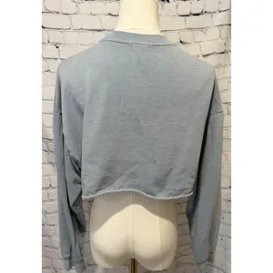 Garage light blue cropped crewneck sweatshirt Long Sleeve Size Small thumbnail 3