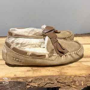 UGG Chestnut Ansley Leather Bow Moccasin Slippers Size‎ 10 A22 thumbnail 6