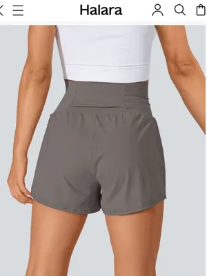 Halara SoftlyZero Airy 2-in-1 Shorts Steeple Gray Pockets Medium 4.5 inseam thumbnail 3
