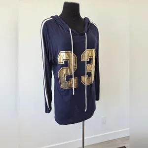 Free Kisses 23 Plus Size 1X Navy Hooded Sweatshirt Lightweight Sporty Casual thumbnail 5