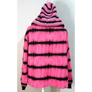 Alice + Olivia Zip Hoodie Womens‎ S Pink Black Tie Dye Crochet Excellent CC102 thumbnail 9