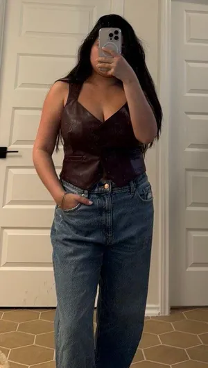 7 For All Mankind Leather Cropped Vest thumbnail 1