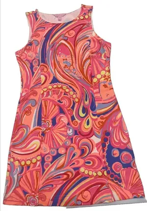 Lilly Pulitzer Multi Reef Retreat Whiting Shift Dress Stretch Terry Knit XS thumbnail 1