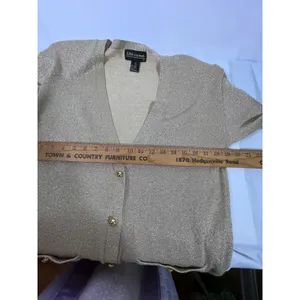 VTG LISA originals Sparkle Knit Cardigan Women S‎ Gold Button Front Long Sleeve thumbnail 5