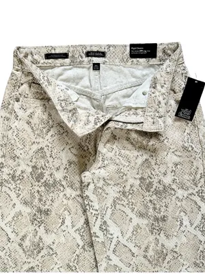 NWT Wild Fable Low Rise Baggy Wide Leg Snake-Print Jeans White Tan Size XXS thumbnail 8