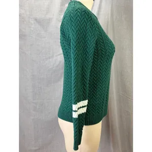 Janie and Jack Green Textured Knit Sweater White Stripe Sleeve Size‎ 12 thumbnail 5