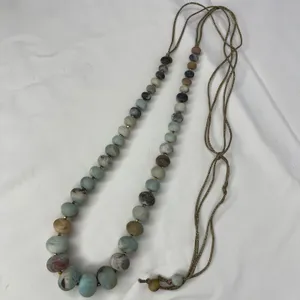 Amazonite Stone Multi Beaded Adjustable Cord Necklace OS Bohemian Boho Colorful thumbnail 2