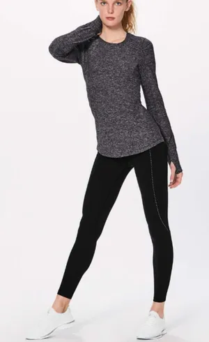 Lululemon Swiftly Tech Long Sleeve Women Size 6 Black White Static Athletic Top thumbnail 1
