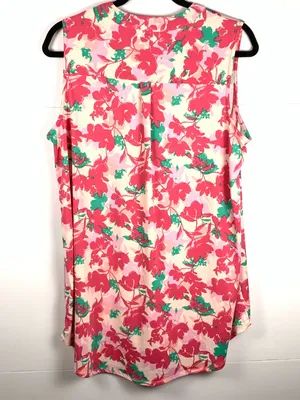 Fyve Womens XL Tropical Floral Sleeveless Blouse Pink High Low Tunic thumbnail 7