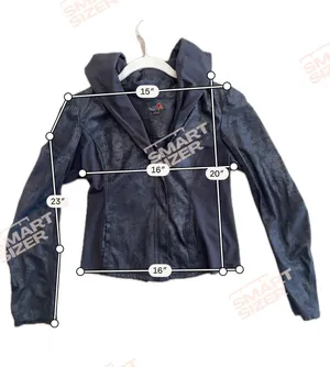 Guess Women’s moto Jacket black hooded Faux Leather S thumbnail 9