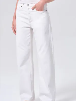 Agolde Wide-Leg Flare Jeans in Off-White thumbnail 3