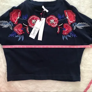 PARKER Beaded Sequin Sweatshirt Floral Embroidered Long Sleeve Blue‎ Red XS New thumbnail 13
