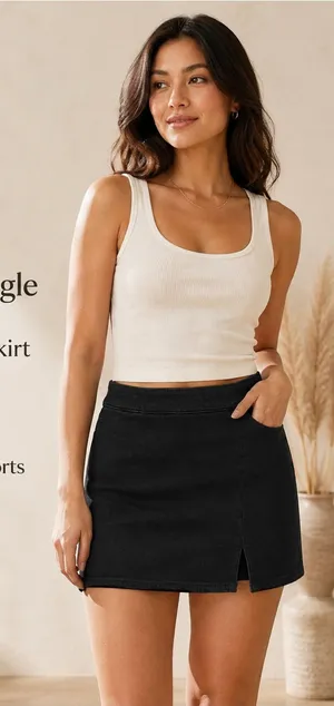 American Eagle High-Rise Black Denim Mini Skort Size 0 25W NWT thumbnail 1