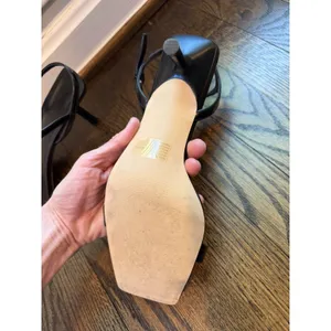 Nordstrom Black Square Toe Leather Kitren Heel Sandal Sz 10 NEW thumbnail 5
