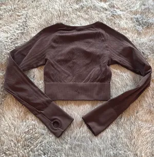 JoyLab Brown Cable Knit Patterned Athletic Top thumbnail 2