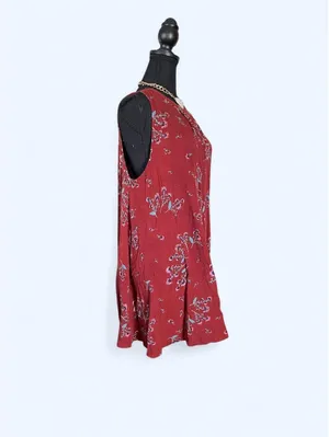 Free People Vintage Y2K Red Floral Swing Mini Dress size small 🌸 thumbnail 3