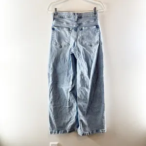 Gap Stride High Rise Light Wash Denim Wide Leg Jeans Light Indigo Blue 27 / 4 P thumbnail 5