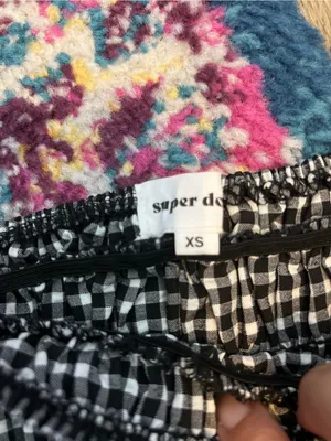 Superdown Smocked Gingham Tie-Strap Crop Top - Black/White thumbnail 9