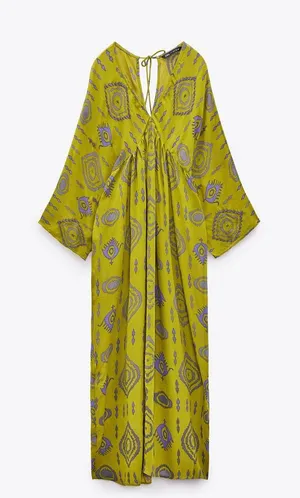 ZARA Dress kaftan kimono midi maxi bohemian oversize beads prints summer thumbnail 2