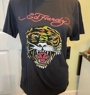 Ed Hardy Tiger Head Oversized Tee. Bedazzled graphic on front. NWOT thumbnail 1