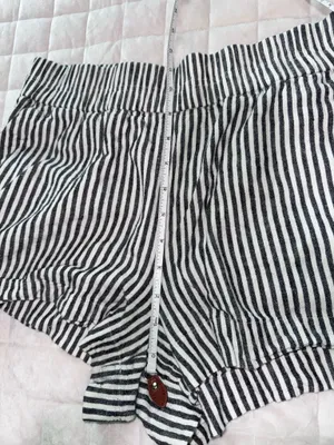 A New Day Linen Striped Elastic-Waist Women’s Shorts - Black & White thumbnail 7