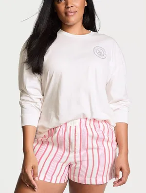 VICTORIA'S SECRET Flannel Long-Sleeve Short‎ Tee-Jama Set thumbnail 1