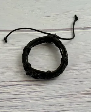 Black Leather Bracelet thumbnail 2