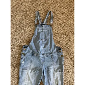 a.glow‎ Maternity Women's Blue Distressed Jean Overalls Size XL thumbnail 2