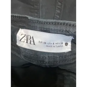 Zara Women's Black High Rise Raw Hem Wide Leg Baggy Palazzo Denim Jeans Size 6 thumbnail 5