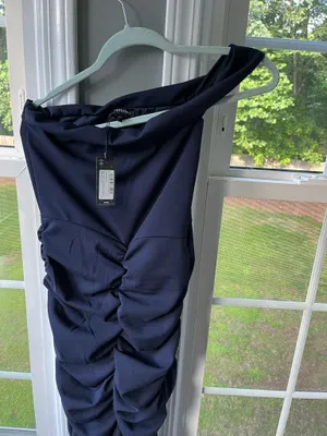 Pretty Little Thing Navy One Shoulder Midaxi Dress thumbnail 6
