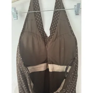 NWT OGL Soft Stretch Cotton Halter Neck Polka Dot Mini Bra Dress Medium Brown thumbnail 4