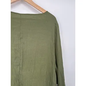 Anself Maxi Dress Green Size 5XL Asymmetrical Lagenlook Long Sleeve Crinkle‎ thumbnail 3