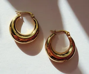 Gold statement hoop earrings thumbnail 1