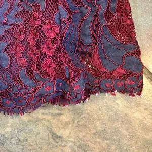 Francesca’s Blue Red Floral Lace Women’s Sleeveless Dress Size Large thumbnail 13