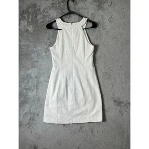 Lilly Pulitzer White Textured Embroidered Sheath Dress Sleeveless Women's Size 0 thumbnail 3