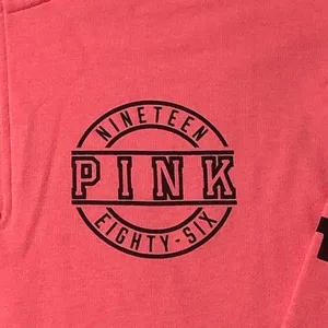 PINK Victoria's Secret Love Pink 1/4 Zip Sweatshirt Neon Logo Sleeve Large thumbnail 2