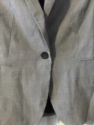 Zara Gray Single-Button Checked Blazer thumbnail 3