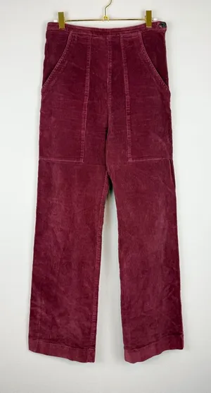 Prairie Underground Yr Arrow Pants Burgundy Wine Corduroy Wide Leg Size Small thumbnail 1