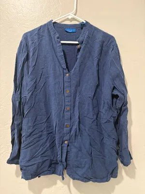 Karen Scott Navy Blue Long Sleeve Button Up thumbnail 1
