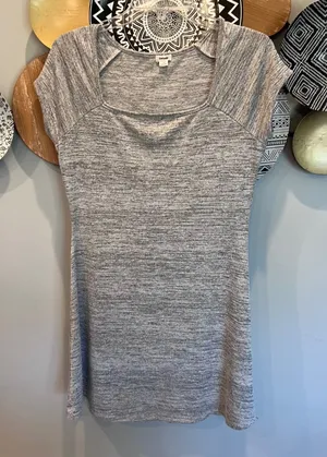 Garage Womens Grey Space Dye‎ Square Neck Cap Sleeve Bodycon Mini Dress Large thumbnail 1