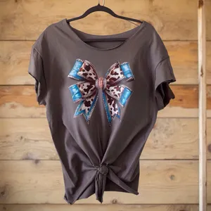 Cowgirl Bow Graphic Tee | Grey – WesternChic handmade thumbnail 2